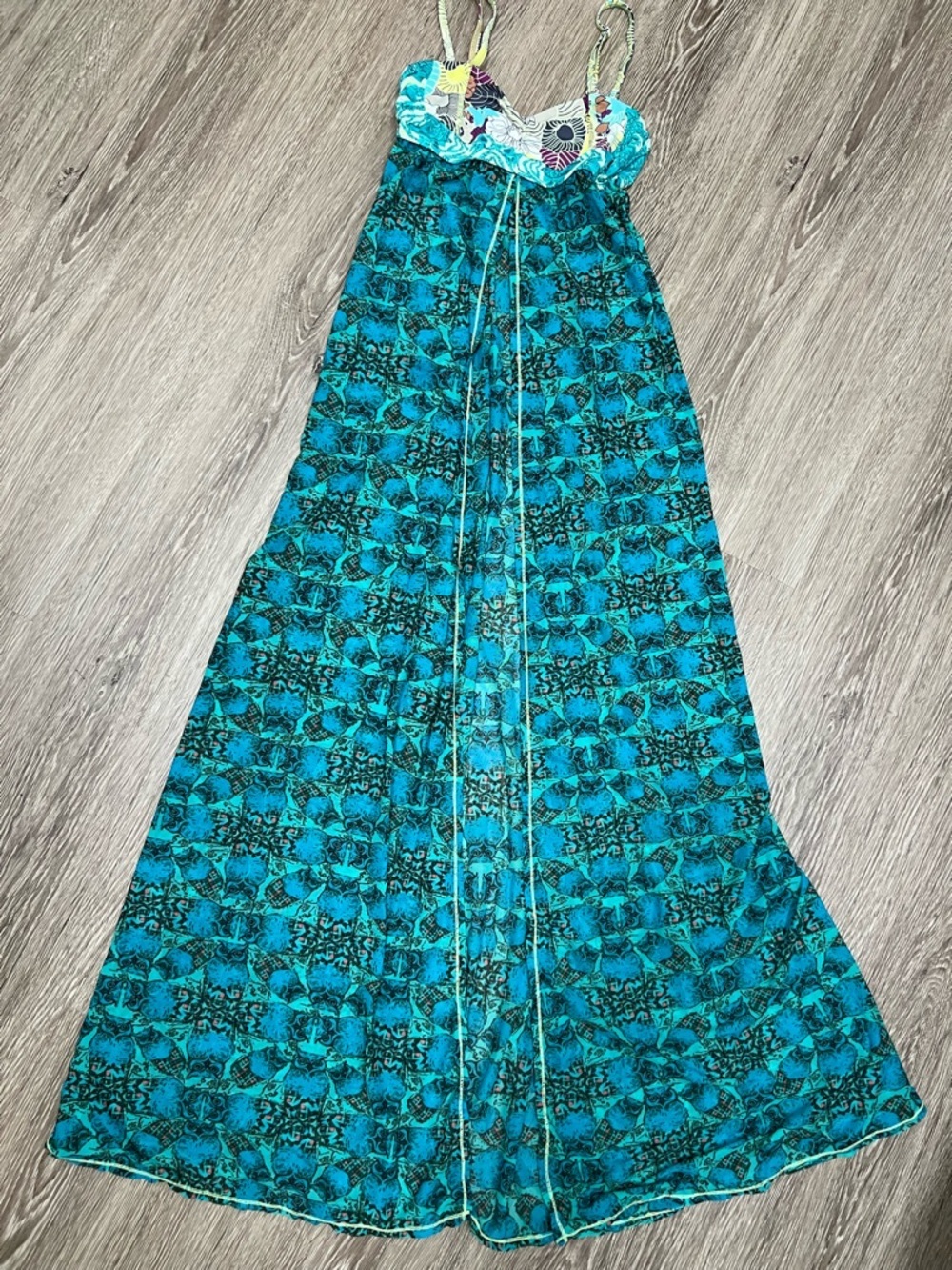 Maaji Chimera Maxi Cover Up Dress Owl Mixed Print Bustier Boho Resort - Picture 2 of 6